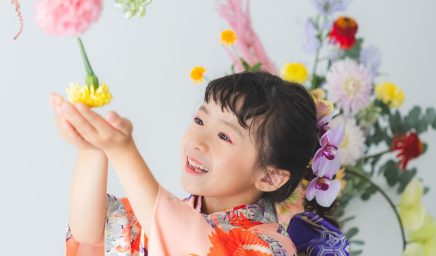 七五三 愛知 名古屋 出張撮影 カメラマン 写真撮影 スタジオ 名古屋フォトスタジオ　フォトスタジオ 生花