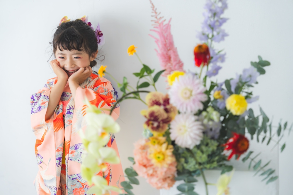 七五三 愛知 名古屋 出張撮影 カメラマン 写真撮影 スタジオ 名古屋フォトスタジオ　フォトスタジオ 生花