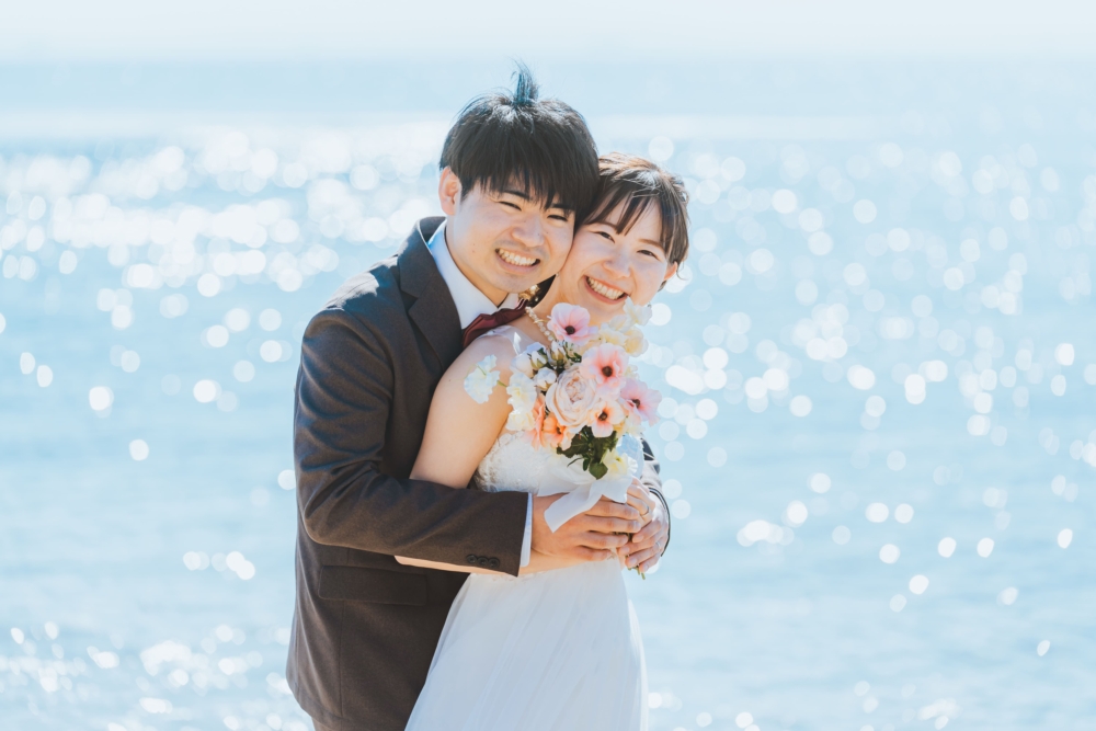 ウェディング　前撮り　愛知　カメラマン　野間灯台　海
