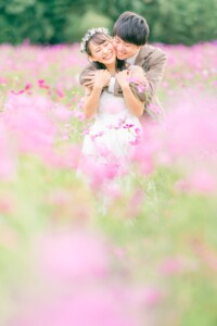 観光農園花ひろば 前撮り ウエディング ロケーション撮影 フォトウエディング コスモス 出張撮影カメラマン