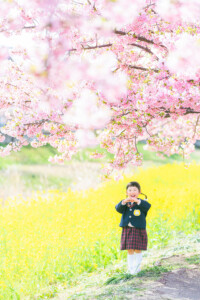 西古瀬川 西古瀬川の河津桜 河津桜 入学 入園 ランドセル　愛知　名古屋　ロケーション撮影　出張撮影 カメラマン