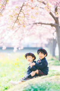 西古瀬川 西古瀬川の河津桜 河津桜 入学 入園 ランドセル　愛知　名古屋　ロケーション撮影　出張撮影 カメラマン